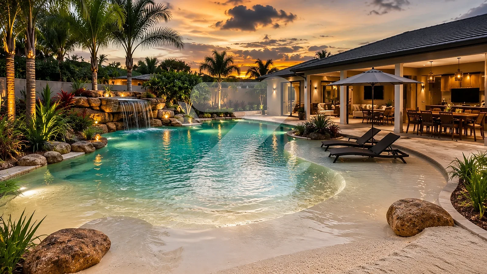 Piscina praia — projeção de projeto